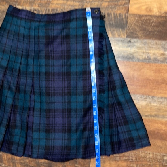 Vintage Plaid Blue & Green 100% Wool Pleated Wrap Kilt Irish Skirt Size 6 - Picture 13 of 16